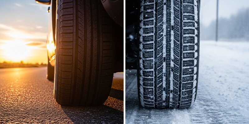Comparatif pneus été vs pneus hiver : les différences